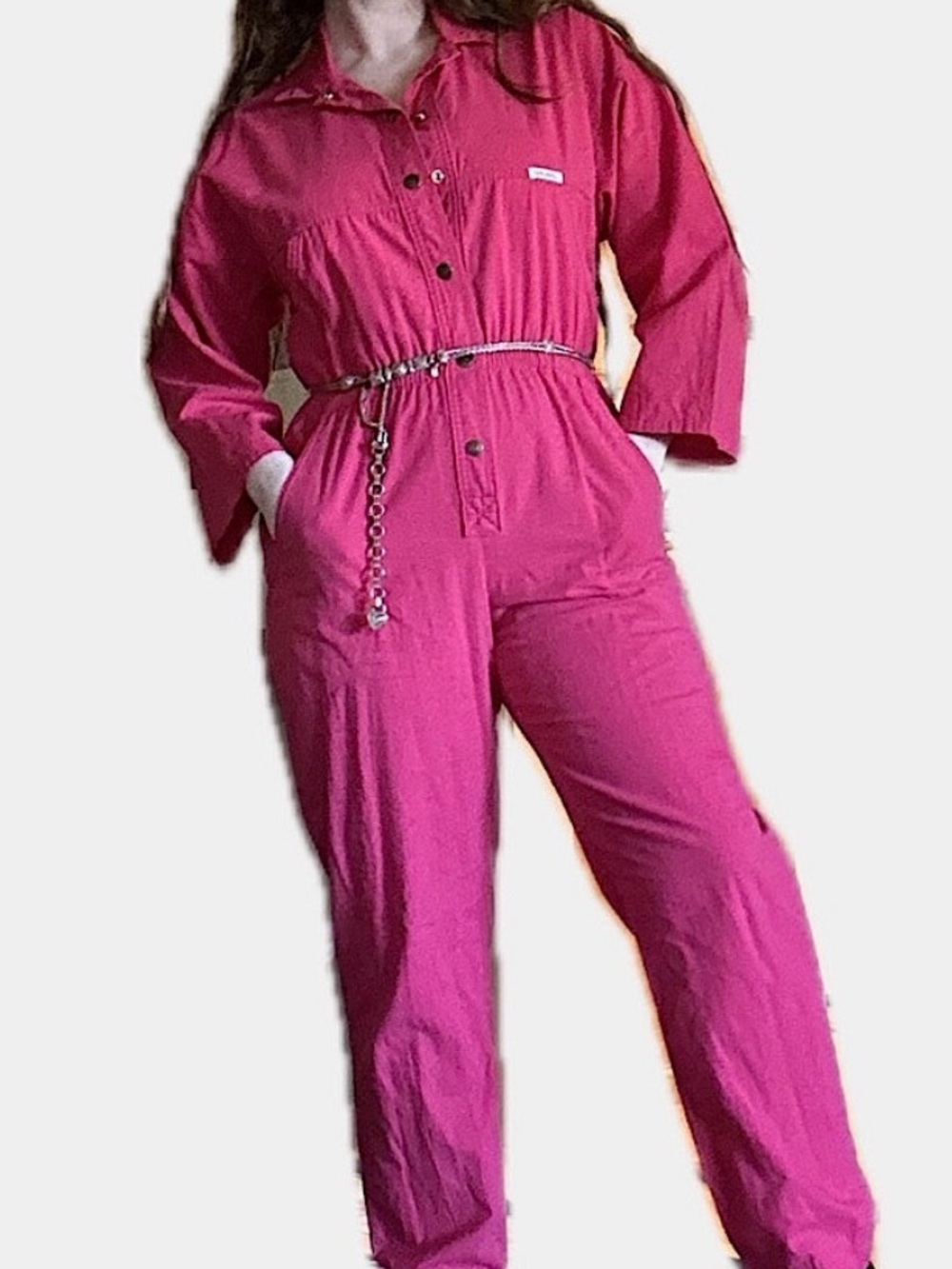 Vintage 80s Hot Pink Jumpsuit Boiler Suit